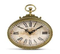 NIKKY HOME Reloj de pared pequeño dorado vintage de 6.5 pulgadas, funciona con pilas, reloj analógico ovalado de metal antiguo silencioso para baño, cocina, sala de estar, dormitorio, oficina