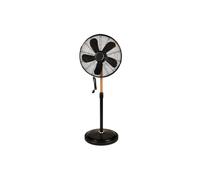 Niklas - Ventilador de pie de 60 W mate de madera, ventilador portátil, 3 velocidades, altura y cabeza, ajustable, diseño vintage negro y madera