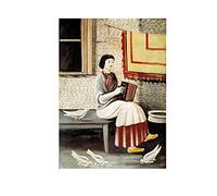 Niko Pirosmani Pintura Reproducción de Carteles Cuadro en lienzo - impresión Obras de Arte-Cuadros famosos impreso sobre lienzo.arte de pared(tocando el acordeón)30x42cm(12x17in)sin marco