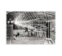 Nikola Tesla Lab Electricity - Lienzo artístico para pared, impresión moderna para decoración de dormitorio familiar, sin marco, 40 x 60 cm