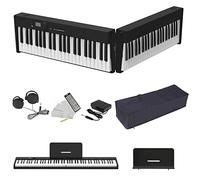 NikoMaku Teclado de piano de 88 teclas, plegable, portátil, digital, semipesado, teclas de tamaño completo, Bluetooth MIDI con pedal de sostenimiento, auriculares SWANX V2.0, color negro