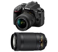 Nikon D3400 + Objetivos AF-P DX 18-55 mm y 70-300 mm VR nuevo
