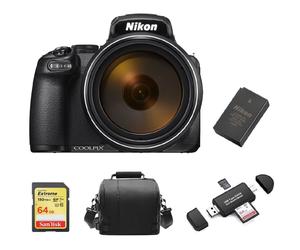 NIKON P1000 Negro + Tarjeta SD 64GB + Bolsa + Batería EN-EL20A +Lector de tarjetas