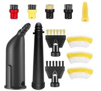 Nikou 12 accesorios de limpieza a vapor, accesorios para limpiador de vapor compatibles con SC1 SC2 SC3 SC4 SC5, 4 cepillos redondos, 3 boquillas, 1 cepillo plano de cobre, 1 cepillo plano de nailon y