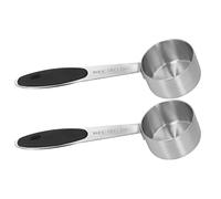 Nikou 2 cucharas medidoras de café de acero inoxidable, 1/8 taza (30 ml), cucharada medidora para granos de café, leche en polvo, té, diseño de acero inoxidable