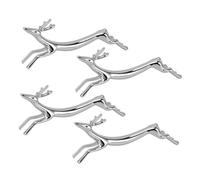 Nikou 4 soportes para cubiertos, soporte plateado para palillos, aleación de zinc pulido galvanizado, soporte con forma de animal para tenedor, cuchara, ciervo, soporte versátil para cubiertos