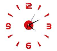 Nikou Adhesivo de Reloj de Pared decoración de Reloj Adhesivo de Espejo acrílico, Pared 1mm DIY Moderno hogar Oficina habitación(Rojo)