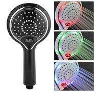 Nikou Alcachofa De La Ducha - Cabezal de Ducha LED de Mano 3 Colors Change Water Powered, Alta Presion con Sensor de Temperatura Pantalla Digital, Rociador de Control de Temperatura