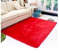 Nikou Alfombra antideslizante para sala de estar, dormitorio, 80 x 120 cm, alfombra peluda para decoración del hogar (rojo)
