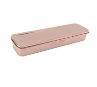 Nikou Bandeja de acero inoxidable para cubiertos, caja de almacenamiento de cocina con tapa y escurridor para palillos, cucharas, tenedores, oro rosa, 30 x 10 x 5 cm