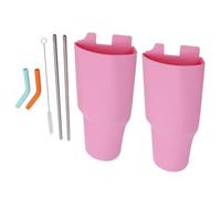 Nikou Bandeja interior de silicona separadora de bebidas 2 en 1, forro reutilizable con acero inoxidable para tazas de 40 onzas, disponible en blanco y rosa, ideal para fiestas y uso al aire libre