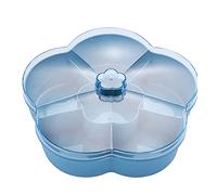 Nikou Bandeja para servir, bandeja para servir aperitivos, caja de almacenamiento para dulces y pasteles, plato para frutos secos, plato para frutas secas con tapa para fiesta(Azul)