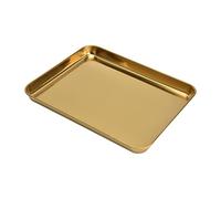 Nikou Bandeja rectangular de acero inoxidable, placa inferior plana, acabado dorado, 30 x 20 cm, ideal para restaurante o uso doméstico, fácil de limpiar
