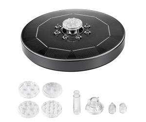 Nikou Bomba de fuente solar de 3 W, bombas de agua flotantes independientes para jardín, patio, estanque y piscina con luz y boquilla transparente x 8