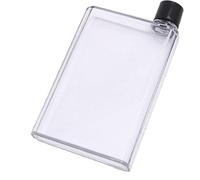 Nikou Botella de agua plana A5, taza de agua plana de 420 ml, botella cuadrada, bolso transparente, taza de viaje, taza de jugo portátil para deportes al aire libre, fitness