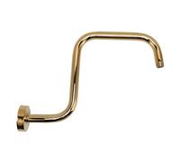 Nikou Brazo de extensión de ducha de acero inoxidable, tubo elevador de pared en forma de S con brida, acabado dorado, ideal para mejorar el baño