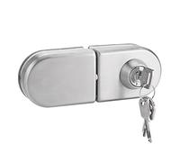 Nikou Cerradura de puerta de cristal de acero inoxidable de 10 ~ 12 mm con llave para abrir/cerrar, cerradura de puerta corredera sin marco para uso en casa, hotel, baño