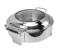 Nikou Chafer redondo de acero inoxidable para bufé, calentador de catering con bandeja de alimentos y bandeja de agua, tapa superior enrollable para banquetes, ideal para eventos y fiestas, color