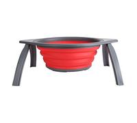Nikou Cocina portátil Silicona Filtro plegable Filto de cesta de lavado de vegetales con soporte (Gris rojo)
