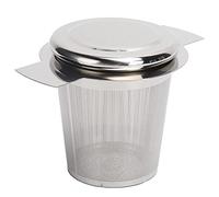 Nikou Colador de té de hojas sueltas, filtro de malla fina con tapa, tetera de acero inoxidable para taza, ideal para preparar té de hojas sueltas