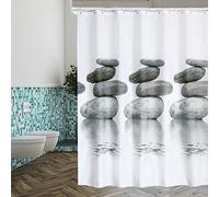 Nikou Cortina de ducha de piedra gris, cortina de baño impermeable, incluye ganchos para colgar, 72 x 72 pulgadas, adecuada para decoración de baño