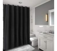 Nikou Cortina de ducha negra con patrón de pared, cortina de baño impermeable con ganchos para colgar, 72 x 72 pulgadas, ideal para baños y duchas