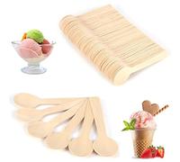 Nikou Cucharas de Madera, 100 piezas de madera cucharas de helado de té Cuchara 10 cm Cubiertos Cubiertos Bupplies