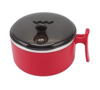 Nikou Cuenco aislado de acero inoxidable 304, diseño de aislamiento térmico de doble capa con tapas, taza de ramen para alimentos calientes, uso en cocina, color rojo