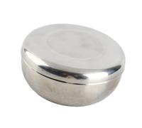 Nikou Cuenco de arroz de acero inoxidable con tapa, 10 x 4 cm, cuenco de mezcla de una sola capa para cocina del hogar, cuenco de metal multiusos para arroz y sopa
