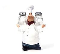 Nikou Cute Chef Cruet Set - Sal y Pimienta Set Estatua Adornos Vintage Decoración del hogar Cocina Restaurante Resina Artesanía Soporte para Sal, azúcar y Pimienta