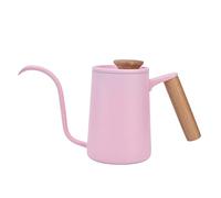 Nikou de goteo con mango de acero inoxidable, hervidor con boquilla de cuello de cisne, color rosa para cocina casera (600ml)