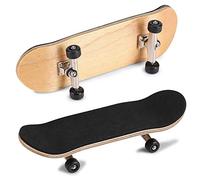 Nikou Diapasón de dedo, 1 unidad de madera de arce + diapasón de aleación, monopatines con caja, mini juego de skate para dedos relajados (negro)