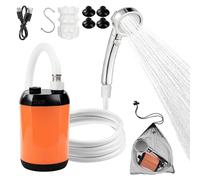 Nikou Ducha Portátil Camping, Ducha de Camping con Bomba y Bateria 6000 mAh con Pantalla Inteligente, Cabezal de Ducha Ajustable y Manguera de Ducha, Bomba de Ducha para Camping, Exterior y Playas