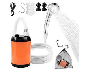 Nikou Ducha Portátil Camping, Ducha de Camping con Bomba y Bateria 6000 mAh con Pantalla Inteligente, Cabezal de Ducha Ajustable y Manguera de Ducha, Bomba de Ducha para Camping, Exterior y Playas
