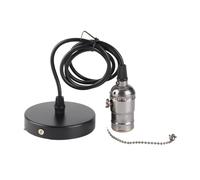 Nikou E26 - Lámpara colgante vintage con interruptor de cadena de tracción, base de lámpara para montaje en techo (negro)