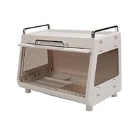 Nikou Escurridor de platos con tapa, gran capacidad de 19 x 11 x 13 pulgadas, escurridor de platos resistente y versátil para cuencos de cocina, color marrón