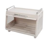Nikou Escurridor de platos con tapa, gran capacidad de 19 x 11 x 13 pulgadas, escurridor de platos resistente y versátil para cuencos y platos de cocina, color blanco