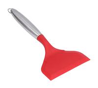 Nikou Espátula de boca ancha para freír, espátula de cocina de acero inoxidable para cocina, evita que se pegue, color rojo (304#), ideal para voltear y girar alimentos