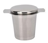 Nikou Filtro de acero inoxidable para hojas de té/café, colador residual de té con tapa y asa, colador de malla fina, 12 cm de diámetro, cocina para preparar té