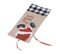 Nikou Funda para botella de champán con diseño de rejilla de Papá Noel, color negro y blanco, cubierta para botella de vino, decoración del hogar, ideal para regalos de fiesta