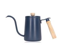 Nikou Hervidor de café con boquilla de cuello de cisne de acero inoxidable, mango de madera para café, agua, bebidas, cocina (Azul)