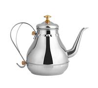 Nikou Hervidor de café con cuello de cisne de acero inoxidable, tetera con filtro de té, compacto para interiores, pulido, duradero, control ergonómico, capacidad de 1,2 L, hoteles y