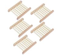Nikou Jabonera, 5 unidades, impermeables, antideslizantes, de madera, para ducha, baño, cocina, bandeja de jabón de madera, 4.5 x 3.2 pulgadas