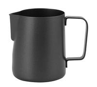 Nikou Jarra de café LATTE ART, taza de espuma de acero inoxidable, mango ergonómico de superficie suave para casa, cafetería, restaurante, HOTEL (350ML negro-304)