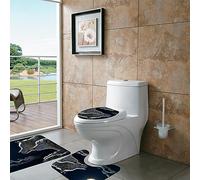 Nikou Juego de 3 alfombrillas de baño impermeables y antideslizantes para tapa de inodoro, incluye cortina de ducha, cortina de baño, juego de alfombrillas antideslizantes para uso doméstico