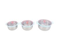 Nikou Juego de 3 cuencos para mezclar, multifuncionales de acero inoxidable con tapa, cuenco de ensalada de almacenamiento, cuenco de metal para mezclar, cocina