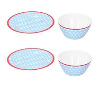 Nikou Juego de 4 cuencos para ensalada y frutas, vajilla para suministros para el hogar y restaurante, incluye cuencos de ensalada y platos de frutas