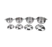 Nikou Juego de 4 ollas de acero inoxidable con tapas y asas dobles, ollas para salsas y sopas para cocina, utensilios de cocina, 20 cm, 24 cm, 28 cm, 32 cm