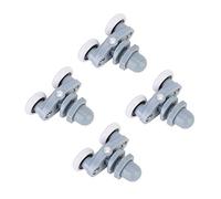 Nikou Juego de 4 ruedas para puerta de ducha, ruedas dobles, ruedas dobles para puerta de ducha, ruedas de repuesto para puerta corredera, rieles dobles para arriba y abajo, para puertas de cristal en