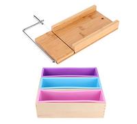 Nikou Juego de cajas de madera para hacer jabón de silicona de 1200 ml, cortador manual de jabón con escala, herramienta de cocina para jabón y hornear, para hacer jabón